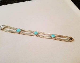 Silver and turquoise bracelet