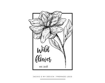 Premade Customizable Logo Design - Minimal Logo - Typeface - Handwritten Logo - Photography Business Blog Brand Logo - Brand - Wildflower II