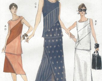 90s Womens Top or Tunic and Skirt Both with Contrasting Sections Perfect for Summer Vogue Sewing Pattern 7057 Size 14 16 18 Bust 36 38 40 FF