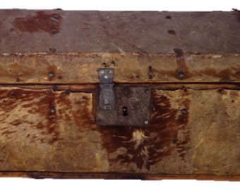 Early 1800's Hide Covered Trunk