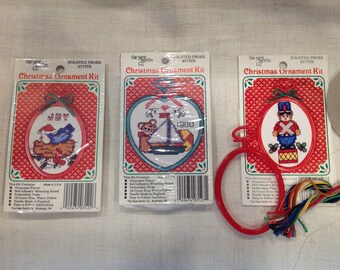 Three Counted Cross Stitch Ornament Kits by the New Berlin Co.
