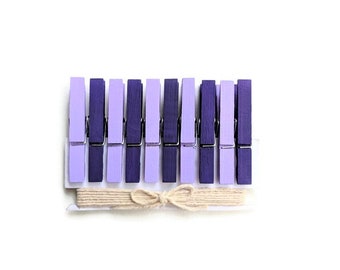 Lavender & Dark Purple Decorative Clothespins. Mini Clothes Pins. Mini Clothespins. Purple Baby Shower Clothespins. Purple Party Favors. Peg