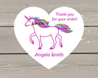 120 Large White Unicorn Heart Printed Customer Thank You Stickers Seals Can be used on your Lula packages