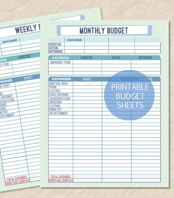 weekly budget printable
