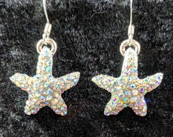 Bejewelled starfish earrings #256