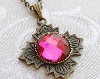 75% Off Sale Pink Faceted Glass Necklace