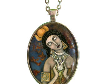 Hathor Goddess Pendant- Egyptian Goddess of Art and Music - Statement Necklace - Goddess Jewelry - Goddess Art - girlfriend gift necklace