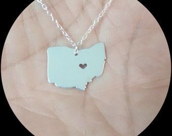 Ohio State Necklace - Engraving Pendant - Sterling Silver Jewelry - Gold Jewelry - Rose Gold Jewelry - Personalized Jewelry - Gift