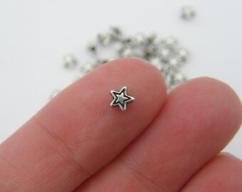 100 Star spacer beads antique silver tone S22