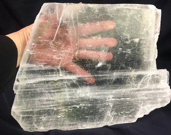 SELENITE SLAB Large Raw 10in. X 8in. Display, Reiki, Cleanse, Clear, Meditation, Healing Crystal
