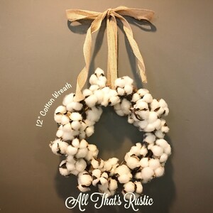 Mini Cotton Wreath, Cotton Wreath, Farmhouse Decor, Cotton Stems, Cotton Decor, Rustic Home Decor, Wreaths, Wall Decor, Rustic Wall Decor