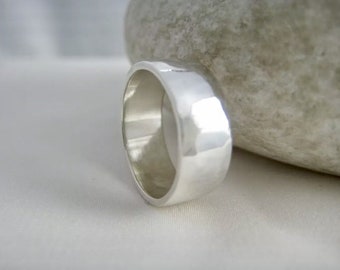 Sterling Silver Hammered Toe Ring 6mm Wide - Standard UK Ring Size H 1/2 (US-4) - Handmade By CMcB Jewellery UK