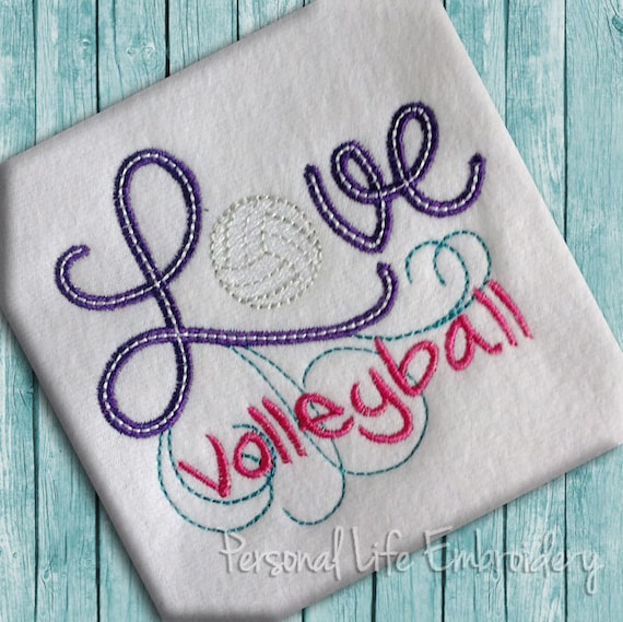 LOVE Volleyball Machine Embroidery Pattern Digital Applique