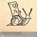 Cutest Little Snail Mail Rubber Stamp E8804 Wood Mounted