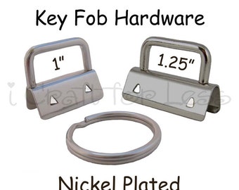 100 Key Fob Hardware with Key Rings Sets - 1 Inch or 1.25 Inch Nickel Plated - Plus Instructions - SEE COUPON