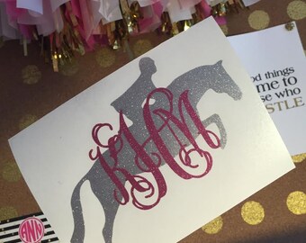 Show Jumping Monogram Decal - Equestrian Monogram Decal - Horse Monogram - Vinyl Decal - Car Decal