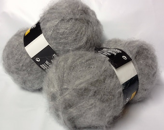 10 balls of wool mohair / gray / made in France