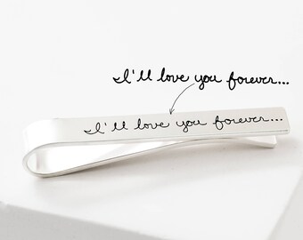 Handwriting Tie Clip For Him • Custom Signature Tie Clip • Personalized Tie Bar for Dad • Father of the Bride Gift • Groomsmen Gift • CM24