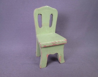 Wooden Dollhouse Furniture - Schoenhut Chair in Light Green 1933 - 3/4" Scale