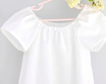 Tween Older Girls Ruffled White Cotton Summer Nightgown, Size 9/10 11/12, Rose and Ruffle