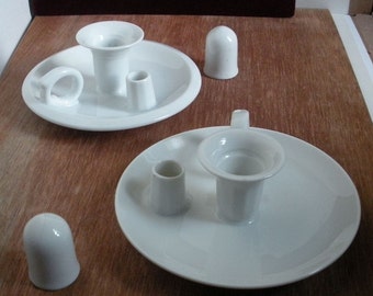Free Shipping 1950s Faroy Porcelain Candlestick Holder & Snuffers