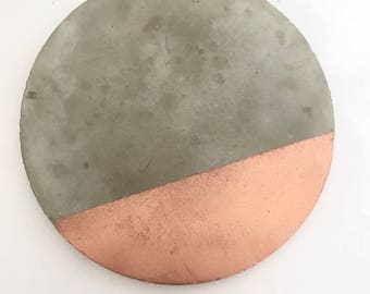 Set of 4 Copper / rose gold segment concrete cement coasters