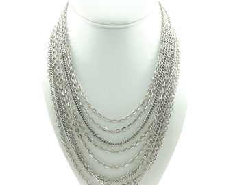 Vintage, Multi Chain Necklace, Silver Tone