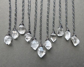 Herkimer Diamond Necklace - Raw Crystal Necklace - Raw Stone Necklace - Raw Gemstone Necklace - Boho Crystal Pendant - Bohemian Jewelry