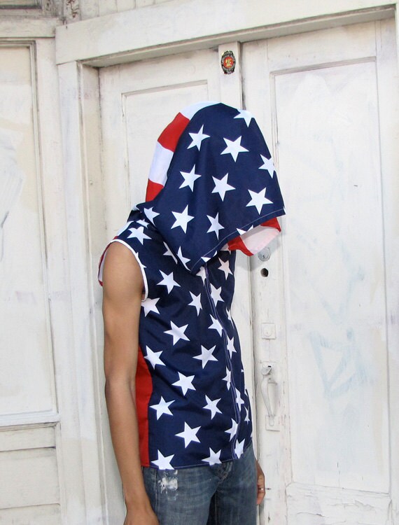 American Flag Hoodie USA handmade mens hoodie zippered