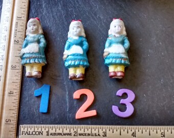 1 Mini bow Penny doll Japan figurine Frozen Charlotte porcelain Nursery Rhyme Japan vintage birthday cake topper July 4th party gift supply
