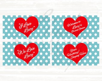 Printable Bottle Labels, Bottle Labels, Personalized, Printable Labels : I Love Lucy Theme