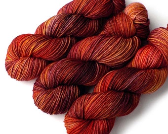 Hand Dyed Yarn Ultrafine 17 Micron Merino DK Yarn, Sangria, 280 yards