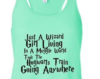 Just A Wizard Girl Living In A Muggle World Take The Hogwarts Train Going Anywhere, Harry Potter Tank, Disney Tank, Potter Tank, Hogwarts