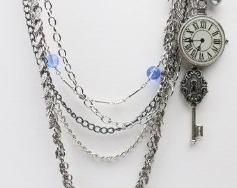 Multi-Strand Necklace - Multistrand Silver Necklace - Almost Steampunk Multi-Strand Necklace