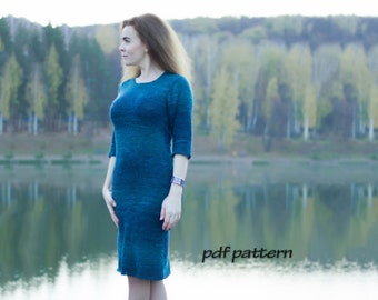 Knitted dress KNITTING PATTERN Trendy dress Womens dress Mohair dress Fitted dress Easy knitting Easy pattern Pdf pattern Sweater dress