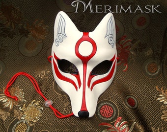 MADE TO ORDER Okami Kitsune Mask... masquerade Japanese fox mask costume mardi gras halloween burning man splicer