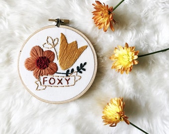 Embroidery Hoop Art - Floral Bouquet with Name - Embroidery Hoop Art in 4 Inch Hoop - Mother's Day - Gift Idea