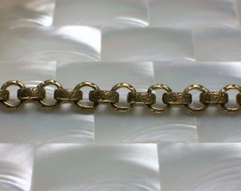 1 Foot Chain Embossed Chain 7mm Rolo Link Chain Antique Bronze Chain Decorative Open Link Nickel Free Brass chain Jewelry Jewellery Supplies