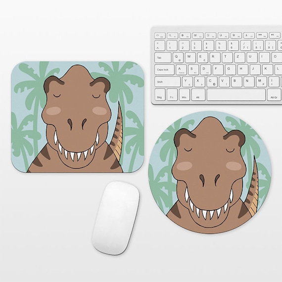 T-Rex Mouse Pad Dinosaur Mousepad Mat Fun Funny Cute T-Rex Gift for Men for Women Office Decor Desk Accessories Circle Round Rectangle