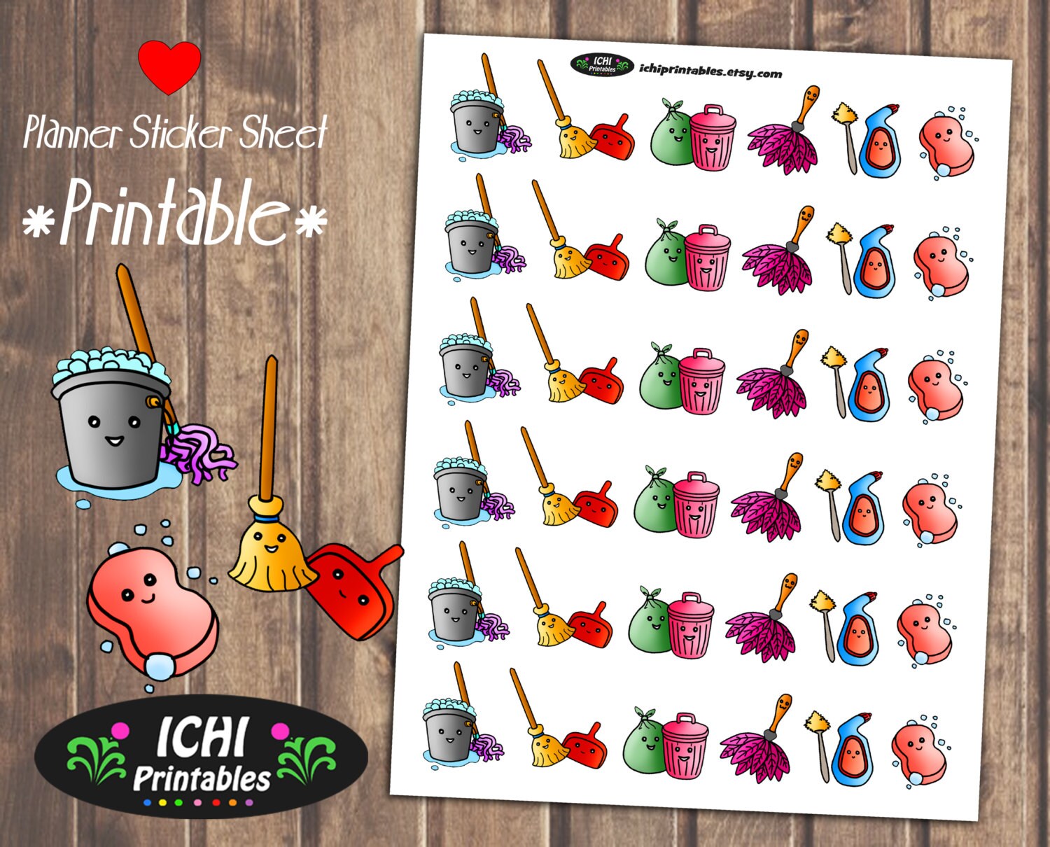 Cleaning Printable Planner Stickers Planner Stickers House