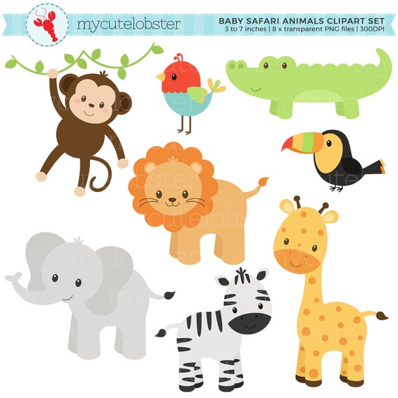 Baby Safari Animals Clipart Set clip art set of monkey