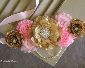Gold Pink Maternity Sash, Gold Pink Sash, Girl Maternity Sash, Pink Maternity Sash, Gold Sash, Pink Gold Baby Shower, Baby Shower Sash