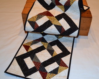 Handmade Modern Quilted Table Runner, 15" X 45"