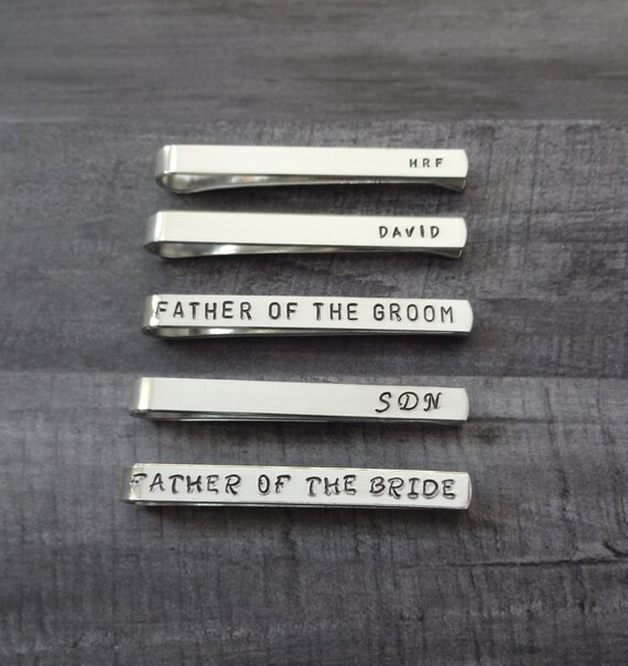 Set of 5 Men's Personalized Tie Clip Tie Bar Father
