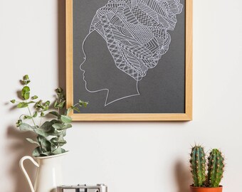 African Wall Art / African Art / Papercutting Art / African Woman / African Woman Art / African Beauty / Black Woman Art / African Decor