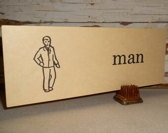 Vintage Man Flashcard, Vintage Flash Cards, Farmhouse