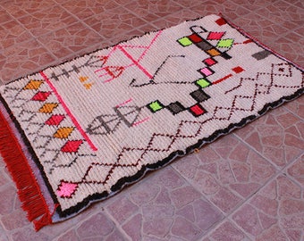 Azilal rug, Moroccan berber rug, 100x160 Cm, beni ourain rug, vintage moroccan rug, wool berber carpet, moroccan style rug