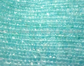 Paraiba Blue Apatite Faceted Roundel Beads, Quality A, 3.50 to 4 mm, 36 cm, 151 piece, AP-031/2, Semiprecious Gemstone Beads