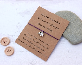 Elephant Wish Bracelet, Elephant Strength Bracelet, Elephant Friendship Bracelet, Elephant Bracelet, Gifts of Strength, Elephant Charm