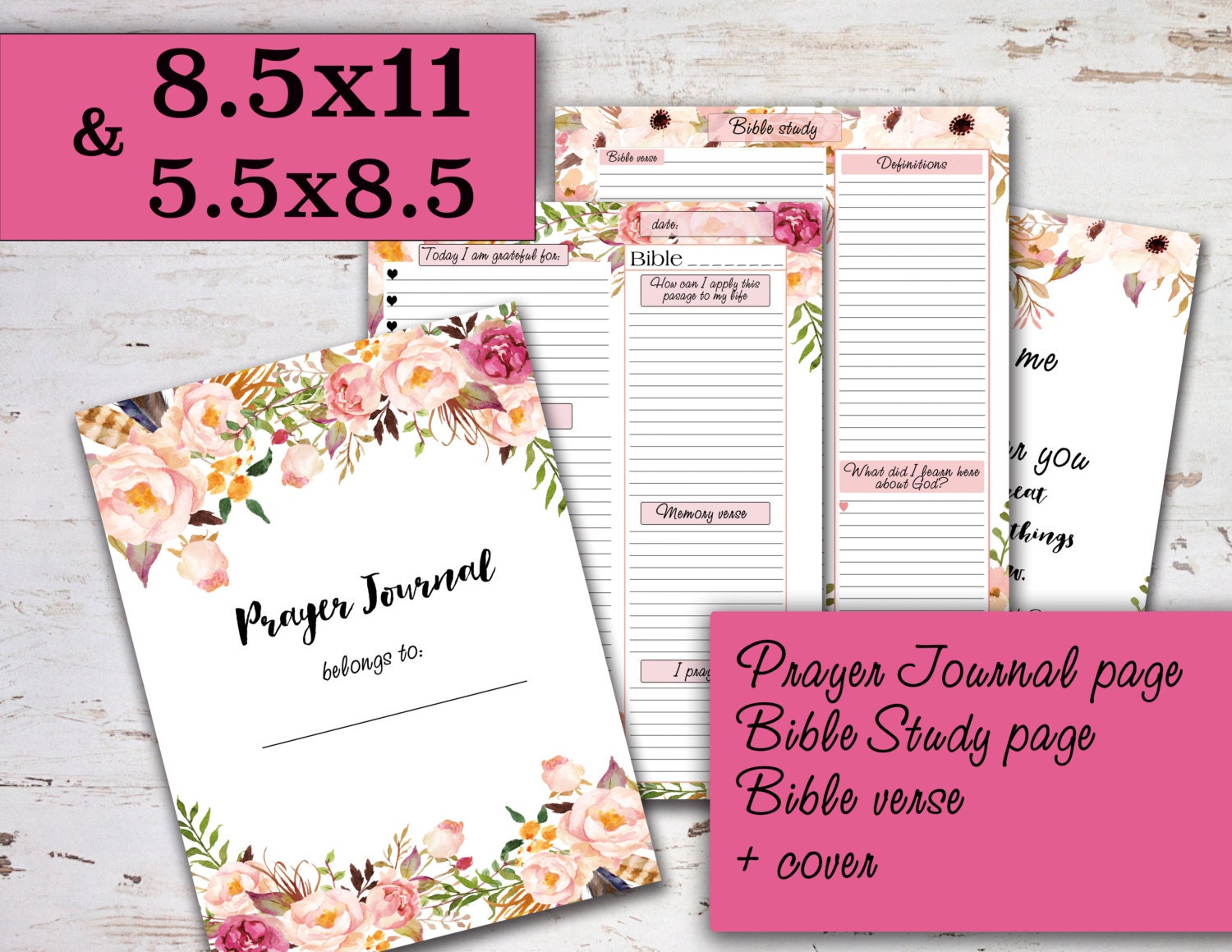 Prayer journal bible study christian planner daily